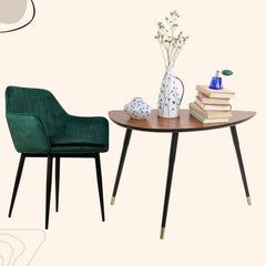 Scaun dining, verde smarald, tapiserie catifea si cadru metalic, fix, 60x84x61 cm