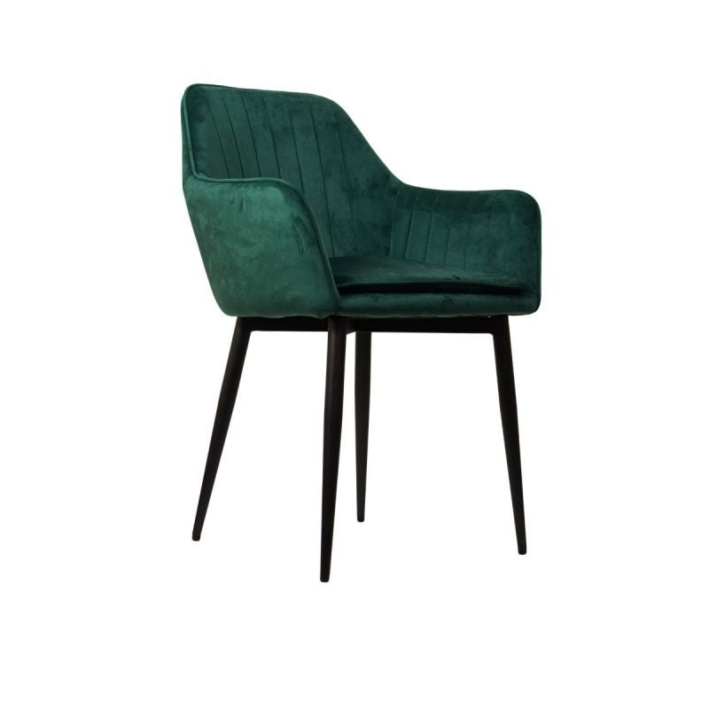 Scaun dining, verde smarald, tapiserie catifea si cadru metalic, fix, 60x84x61 cm