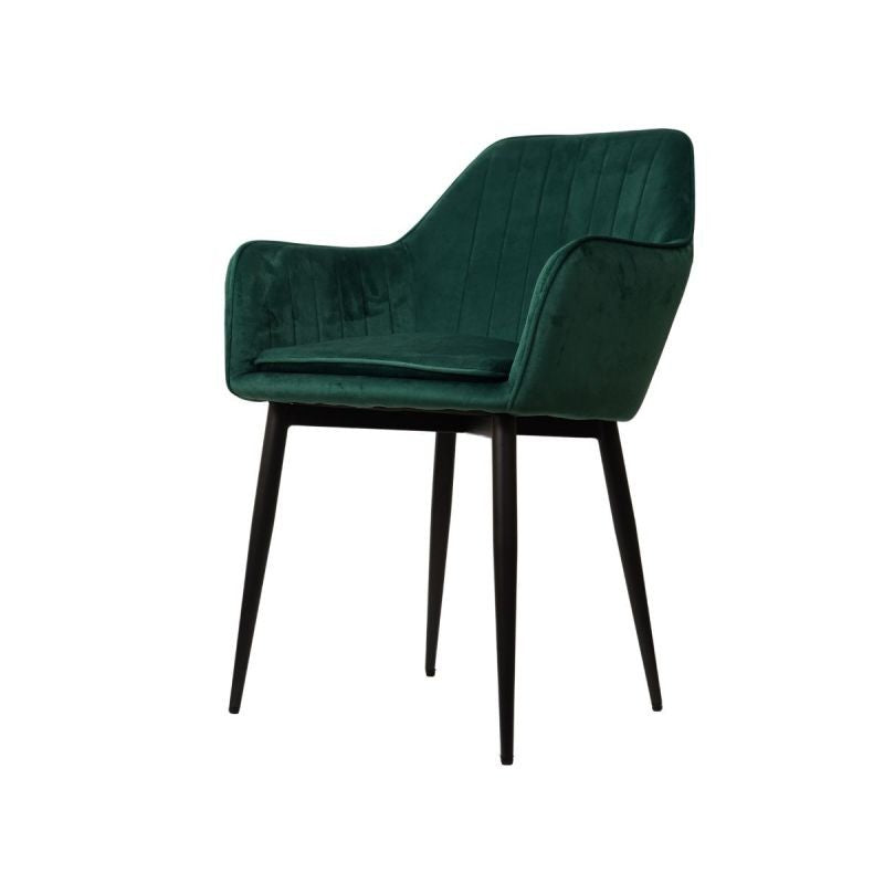 Scaun dining, verde smarald, tapiserie catifea si cadru metalic, fix, 60x84x61 cm