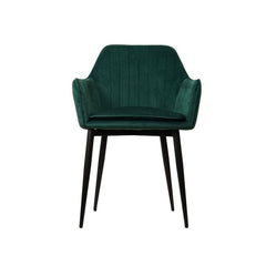 Scaun dining, verde smarald, tapiserie catifea si cadru metalic, fix, 60x84x61 cm