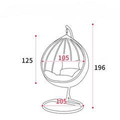 Scaun suspendat tip scoica din ratan, terasa/ balcon, perne maro, cadru otel maro, 105x105x196 cm