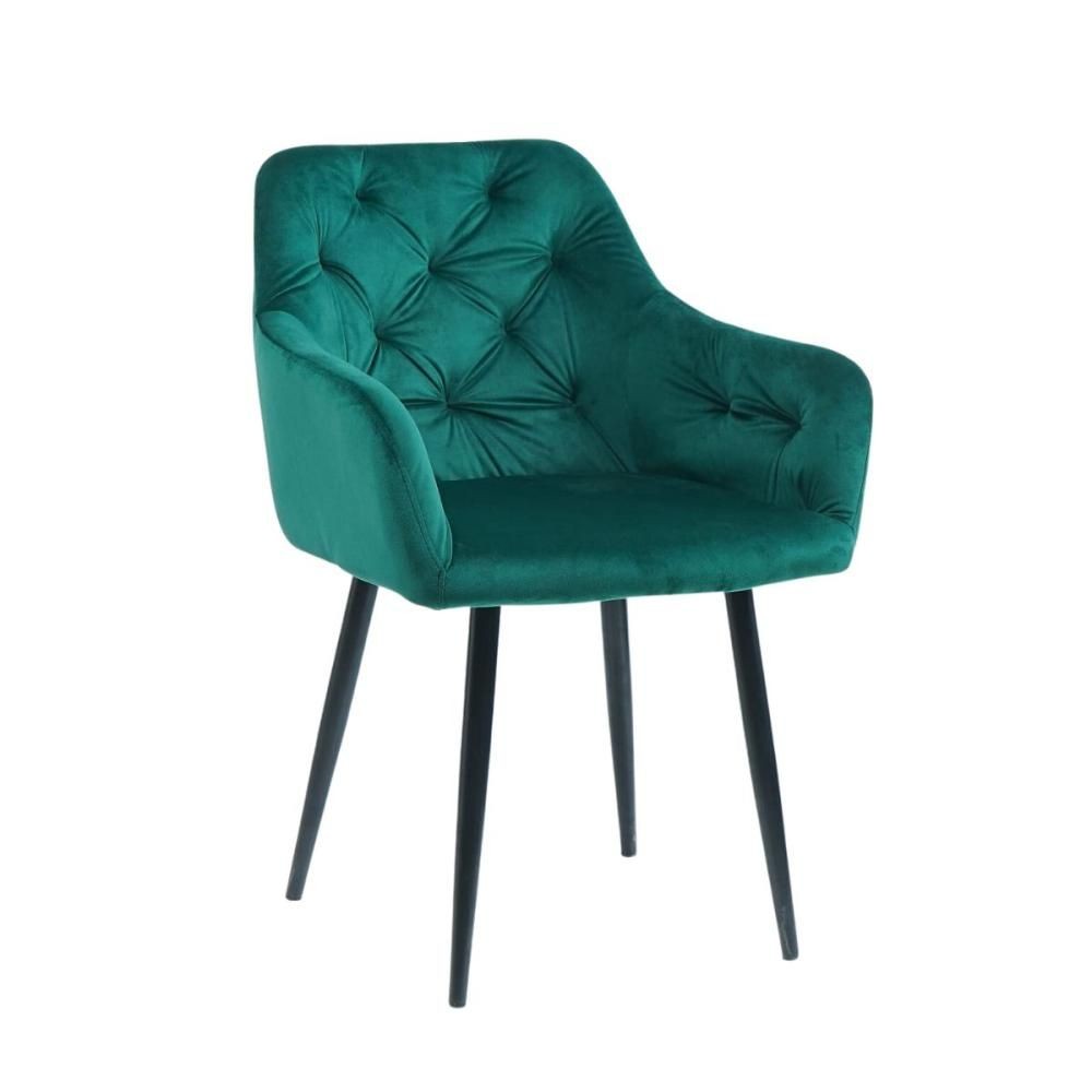 Pachet 3+1 Scaun tip fotoliu, living/ dining tapiserie catifea, cadru metalic, fix, 62x58x82, VERDE