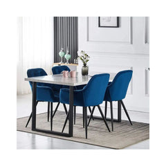 Scaun tip fotoliu, living/ dining, tapiserie catifea, cadru metalic, fix, 62x58x82, ALBASTRU