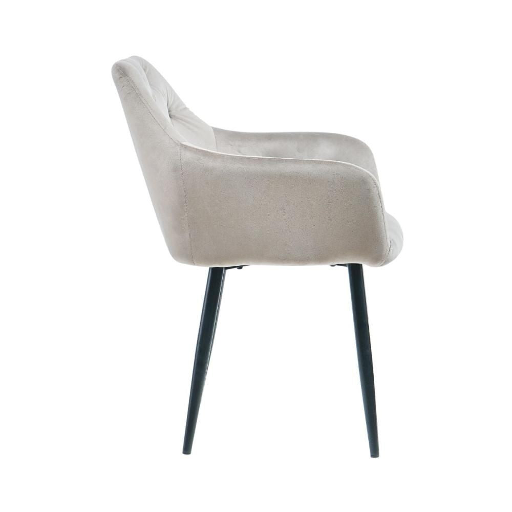 Pachet 3+1 Scaun tip fotoliu, living/dining, tapiserie catifea, cadru metalic, fix, gri, 62x58x82