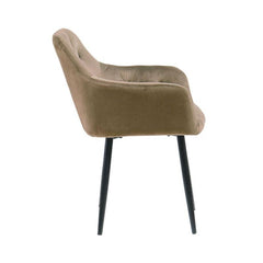 Pachet 3+1 Scaun tip fotoliu, living/dining, tapiserie catifea, cadru metalic, fix, taupe, 62x58x82