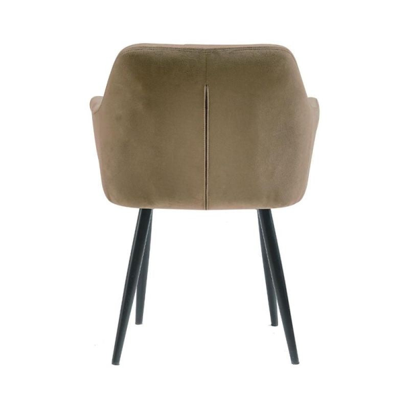 Pachet 3+1 Scaun tip fotoliu, living/dining, tapiserie catifea, cadru metalic, fix, taupe, 62x58x82