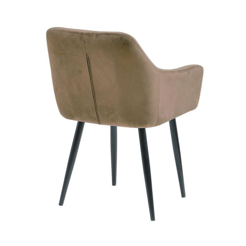 Pachet 3+1 Scaun tip fotoliu, living/dining, tapiserie catifea, cadru metalic, fix, taupe, 62x58x82