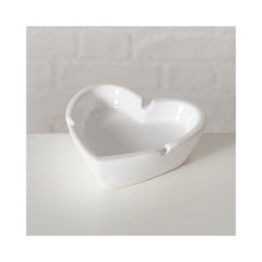 Scrumiera alba din ceramica Heart Boltze