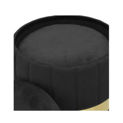 Set 2 pouf-uri negre din poliester Ø36X44 / Ø32X38 Inart