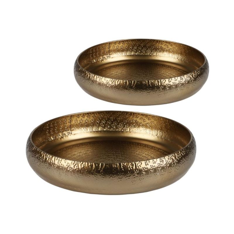 Set 2 tavi aurii din metal Ø27,5 cm / Ø34,5 cm Gold Home Urban Living