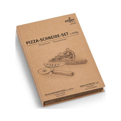 Set 2 ustensile pentru pizza, din lemn si inox, Pizza Cutting Zeller