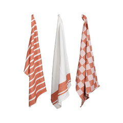 Set 3 prosoape de bucatarie rosu/alb Stoff Cosy&Trendy