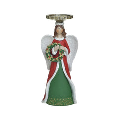Set 3 suporturi de lumanari Craciun verzi din ceramica Figurine 23 cm Inart