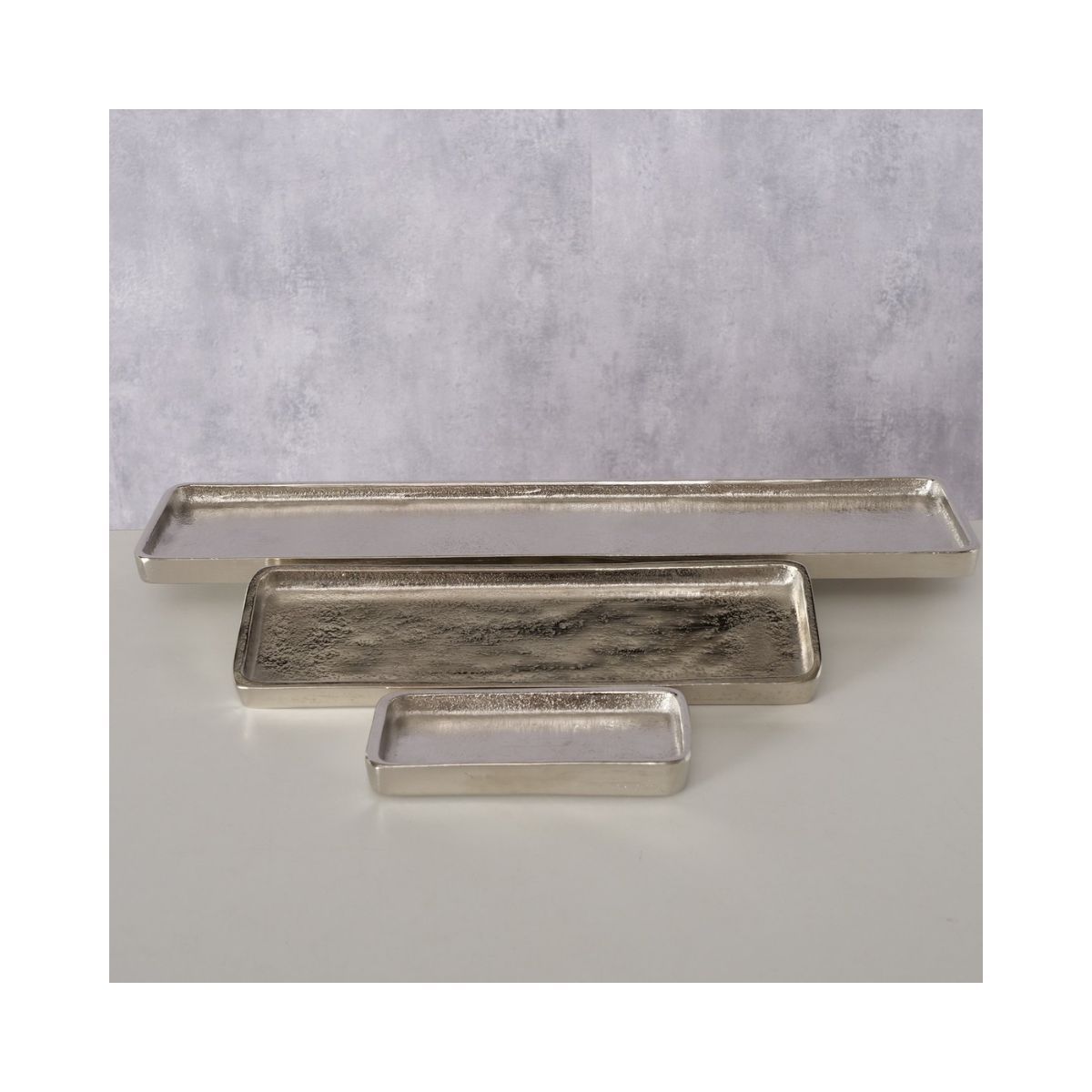 Set 3 tavi argintii din aliaj nichel-aluminiu 13 / 38 / 24 cm Simo Boltze