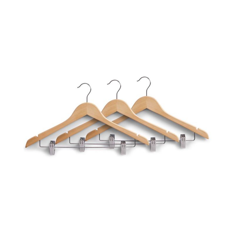 Set 3 umerase de haine cu clipsuri, din lemn, Clothes Hanger Set Zeller