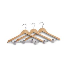 Set 3 umerase de haine cu clipsuri, din lemn, Clothes Hanger Set Zeller