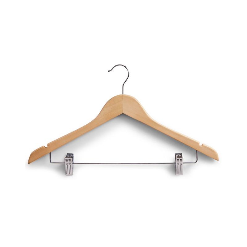 Set 3 umerase de haine cu clipsuri, din lemn, Clothes Hanger Set Zeller