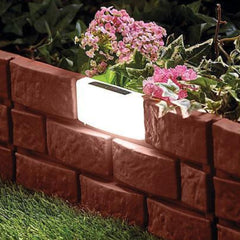 Set 4 borduri decorative ( 1 cu lampa solara) din polipropilena Strend Pro Garden GB004, 45x29 cm, maro