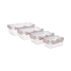 Set 4 cutii pentru alimente , din plastic , cu capac etans , 0.40+0.80+1.40+2.50 l , Tuffex TP412