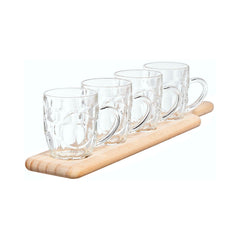 Set 4 pahare de bere 285 ml cu suport de lemn Tasting Cosy&Trendy