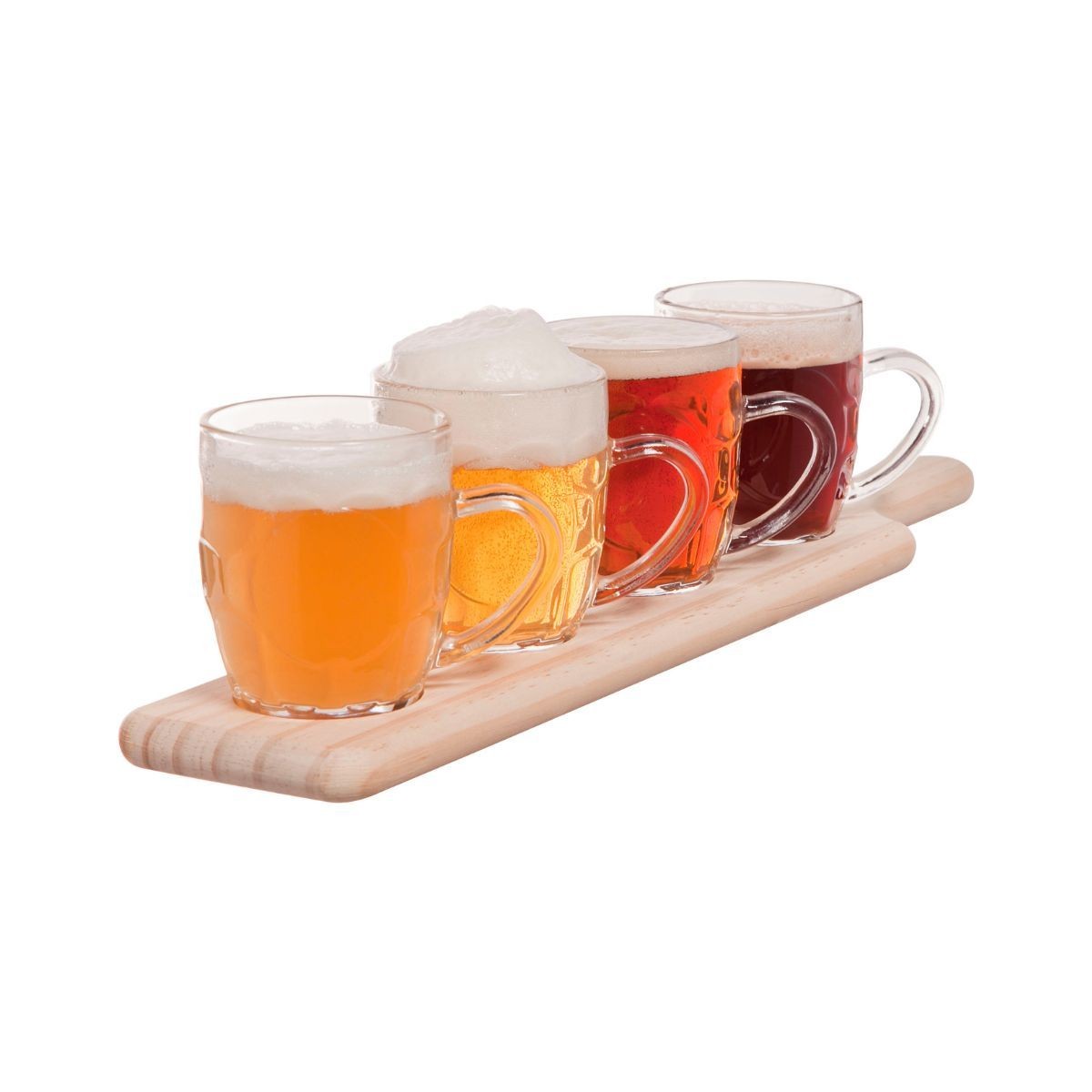 Set 4 pahare de bere 285 ml cu suport de lemn Tasting Cosy&Trendy