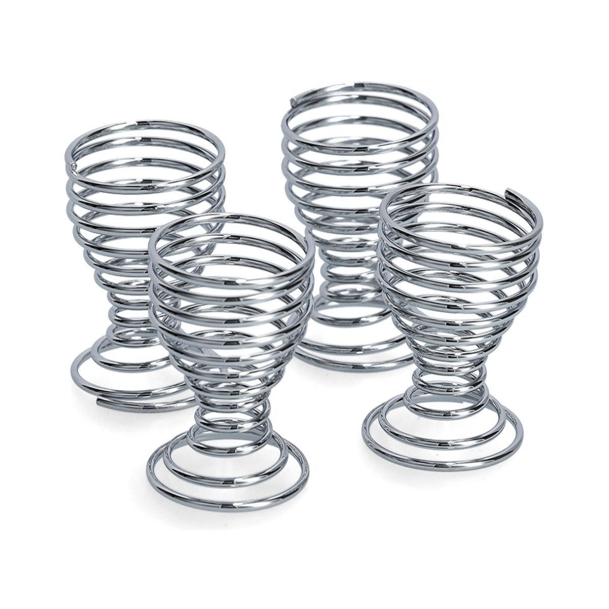 Set 4 suporturi pentru ou, argintii, din metal, Ø5x5,5, Egg Cup Zeller