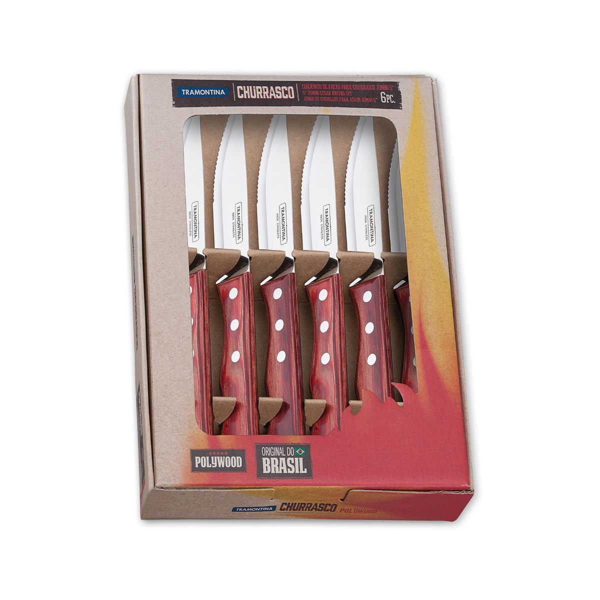 Set 6 cutite Jumbo Steak rosu Tramontina