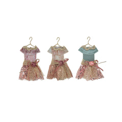 Set 6 Decoratiuni Craciun rochite textile multicolore 7x3x16 cm