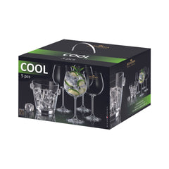 Set cocktail, 1 frapiera + 4 pahare, din cristal de Bohemia, 14 cm + 620 ml, Cool Set