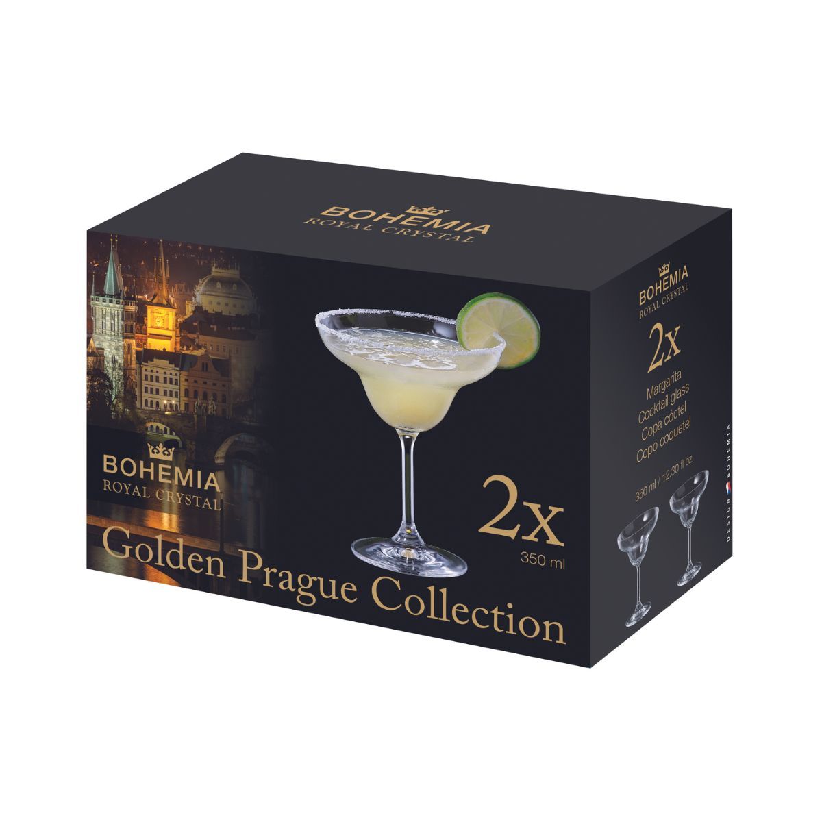 Set de 2 pahare pentru margarita, transparent, din cristal de Bohemia, 350 ml, 2For2