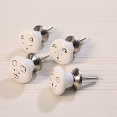 Set de 4 manere pentru mobila, albe, din portelan, Cool Boltze