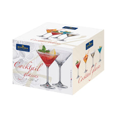 Set de 4 pahare pentru cocktail, transparent, din cristal de Bohemia, 210 ml, Cocktail Glasses