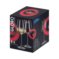 Set de 4 pahare pentru vin alb, transparent, din cristal de Bohemia, 490 ml, Globo