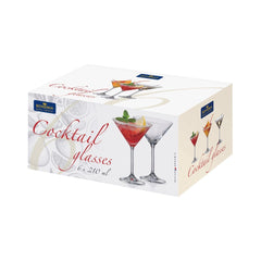 Set de 6 pahare pentru cocktail, transparent, din cristal de Bohemia, 210 ml, Cocktail Glasses