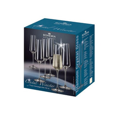 Set de 6 pahare pentru sampanie, transparent, din cristal de Bohemia, 160 ml, Winestar