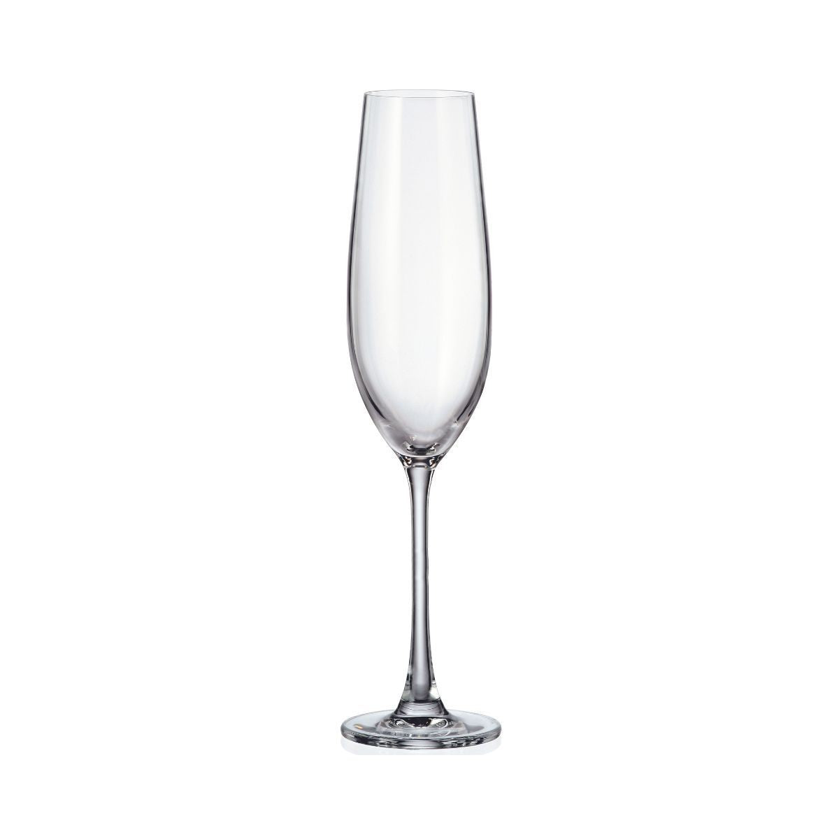 Set de 6 pahare pentru sampanie, transparent, din cristal de Bohemia, 260 ml, Verona Flute