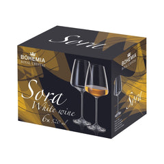 Set de 6 pahare pentru vin alb, din cristal de Bohemia, 520 ml, Sora White Wine