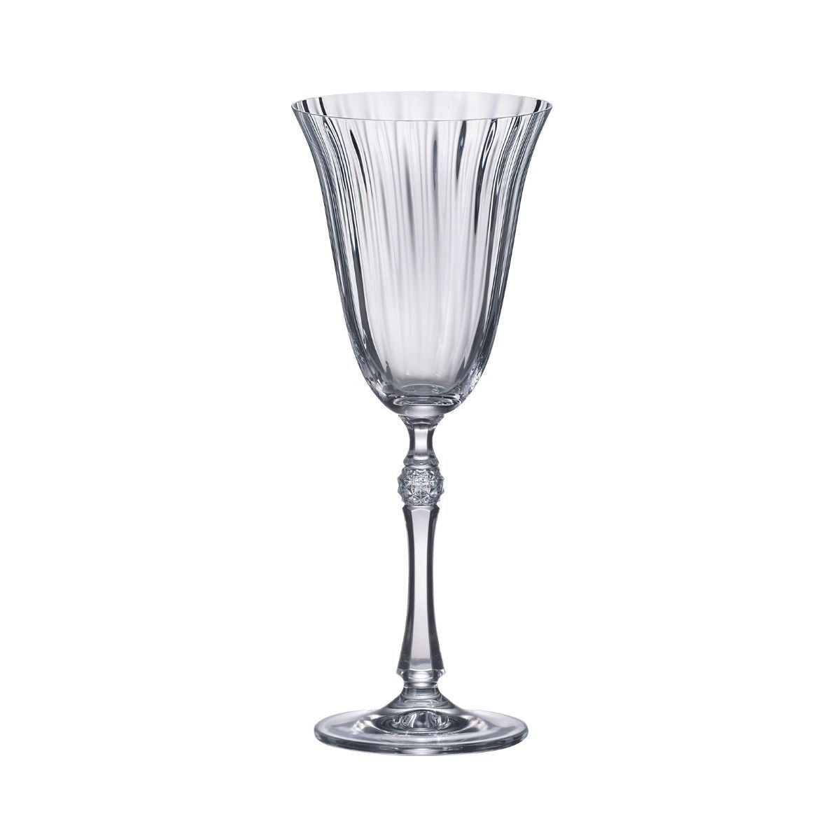 Set de 6 pahare pentru vin alb, transparent, din cristal de Bohemia, 250 ml, Waterfall