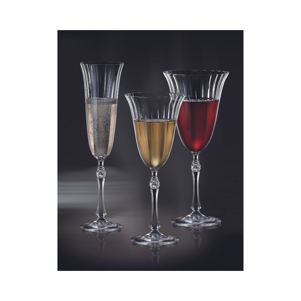 Set de 6 pahare pentru vin alb, transparent, din cristal de Bohemia, 250 ml, Waterfall