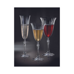 Set de 6 pahare pentru vin alb, transparent, din cristal de Bohemia, 250 ml, Waterfall