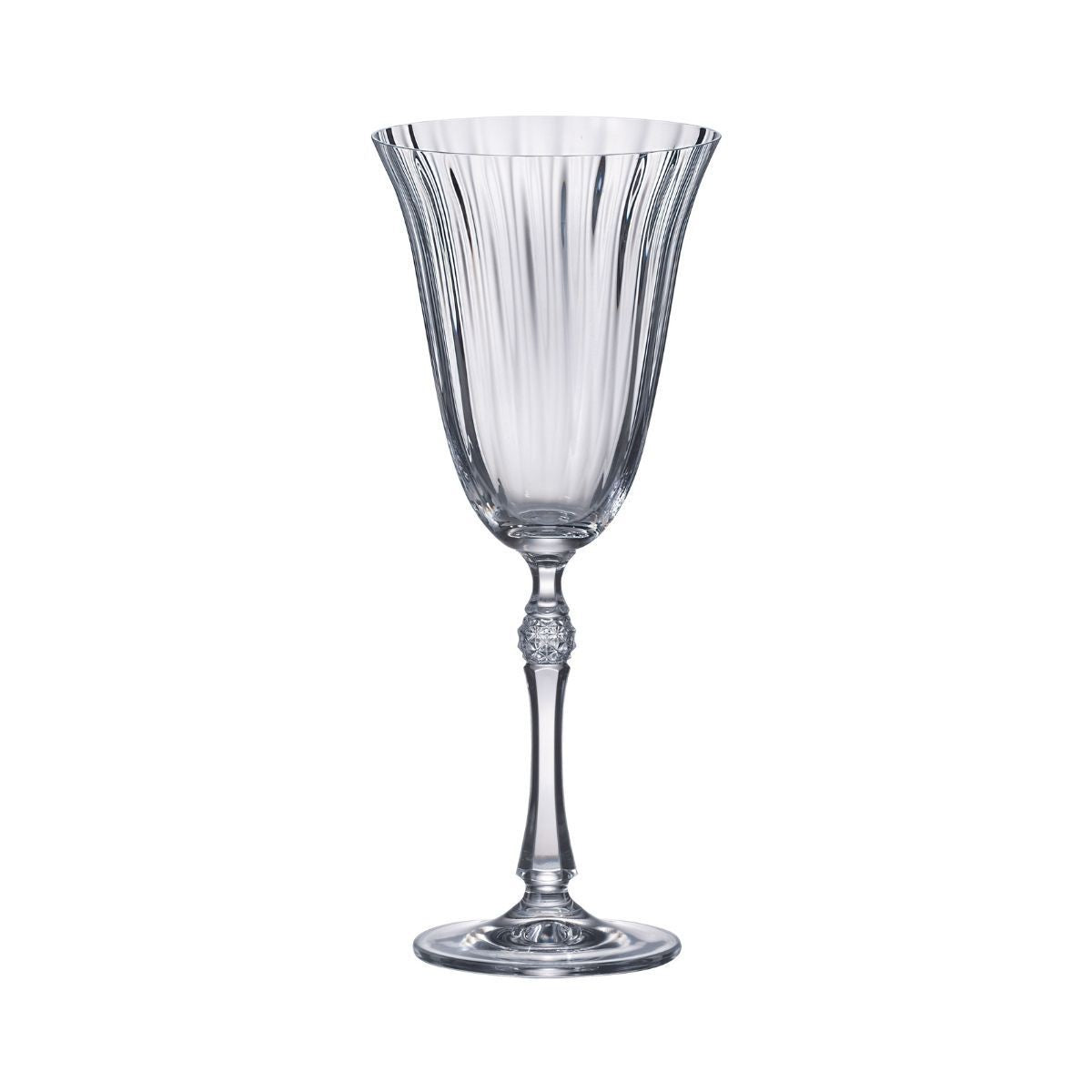 Set de 6 pahare pentru vin rosu, transparent, din cristal de Bohemia, 350 ml, Waterfall