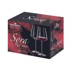 Set de 6 pahare pentru vin rosu, transparent, din cristal de Bohemia, 650 ml, Sora Red Wine