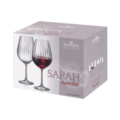 Set de 6 pahare pentru vin rosu, transparent, din cristal de Bohemia, 690 ml, Sarah Waterfall