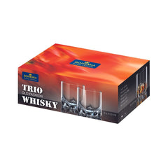 Set de 6 pahare pentru whisky, transparent, din cristal de Bohemia, 410 ml, Trio