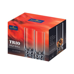 Set de 6 pahare pentru whisky, transparent, din cristal de Bohemia, 470 ml, Trio