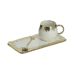 Set de cafea alb din portelan ceasca cu farfurioara + lingurita Inart