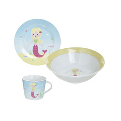 Set de servire 3 piese, din portelan, pentru copii, Mermaid Inart