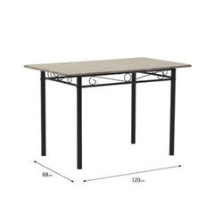 Set masa si scaune dining pentru 4 persoane , din metal si lemn, cu aspect de marmura, 120x68x75 cm, resp 34x40x90 cm