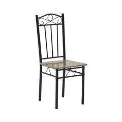 Set masa si scaune dining pentru 4 persoane , din metal si lemn, cu aspect de marmura, 120x68x75 cm, resp 34x40x90 cm