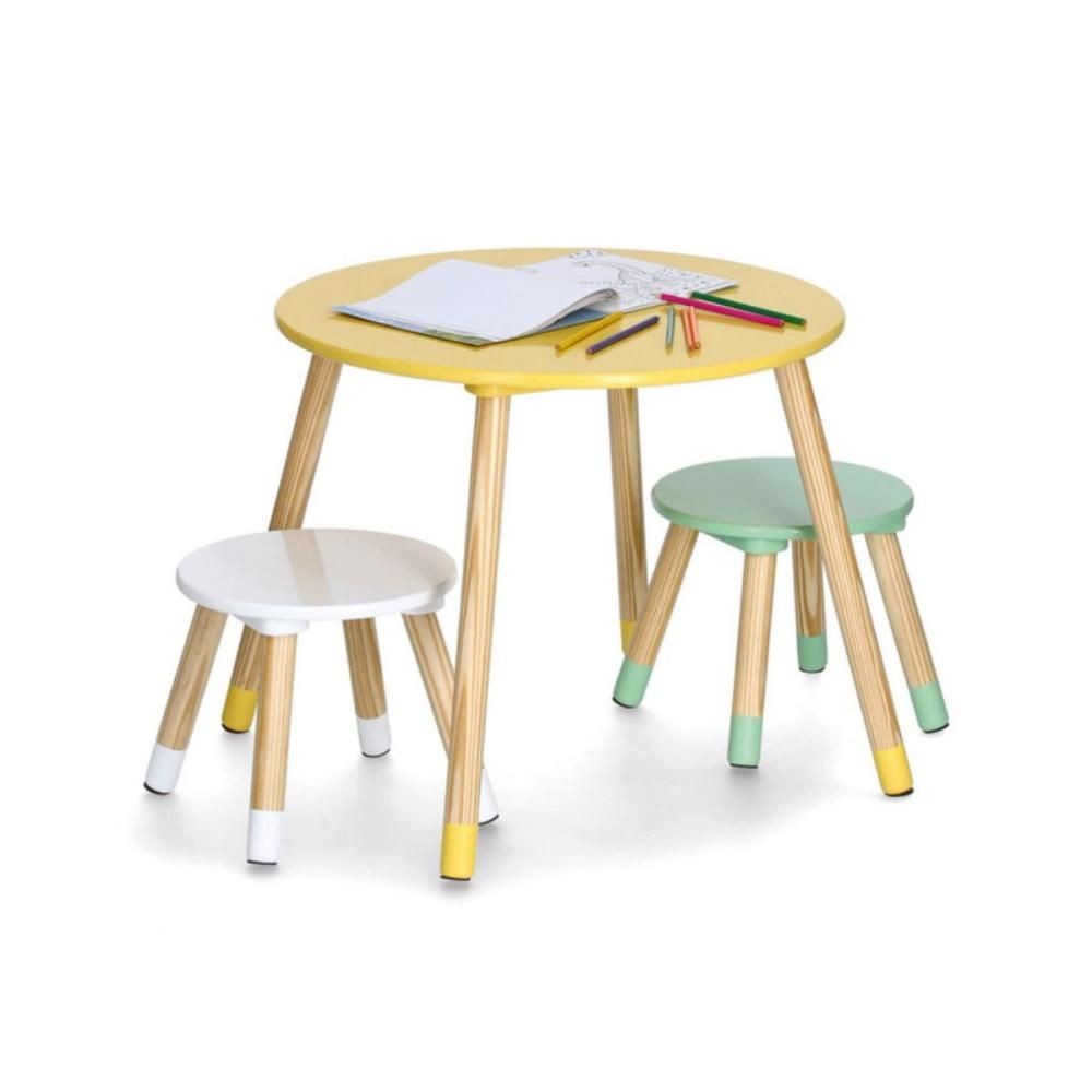 Set masuta cu 2 scaunele pentru copii, multicolor, din lemn de pin si MDF Kids set Zeller